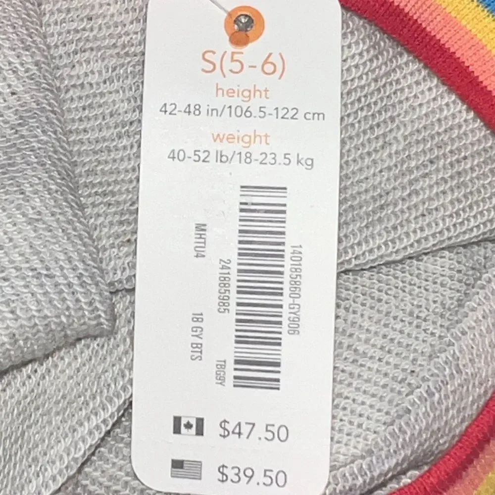 Gymboree Girls Rainbow Ringer Dress Heather Gray Pockets Small NWT